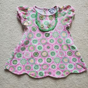 Hartstrings Baby Girls' Pink and Green Scallop Dress sz12m